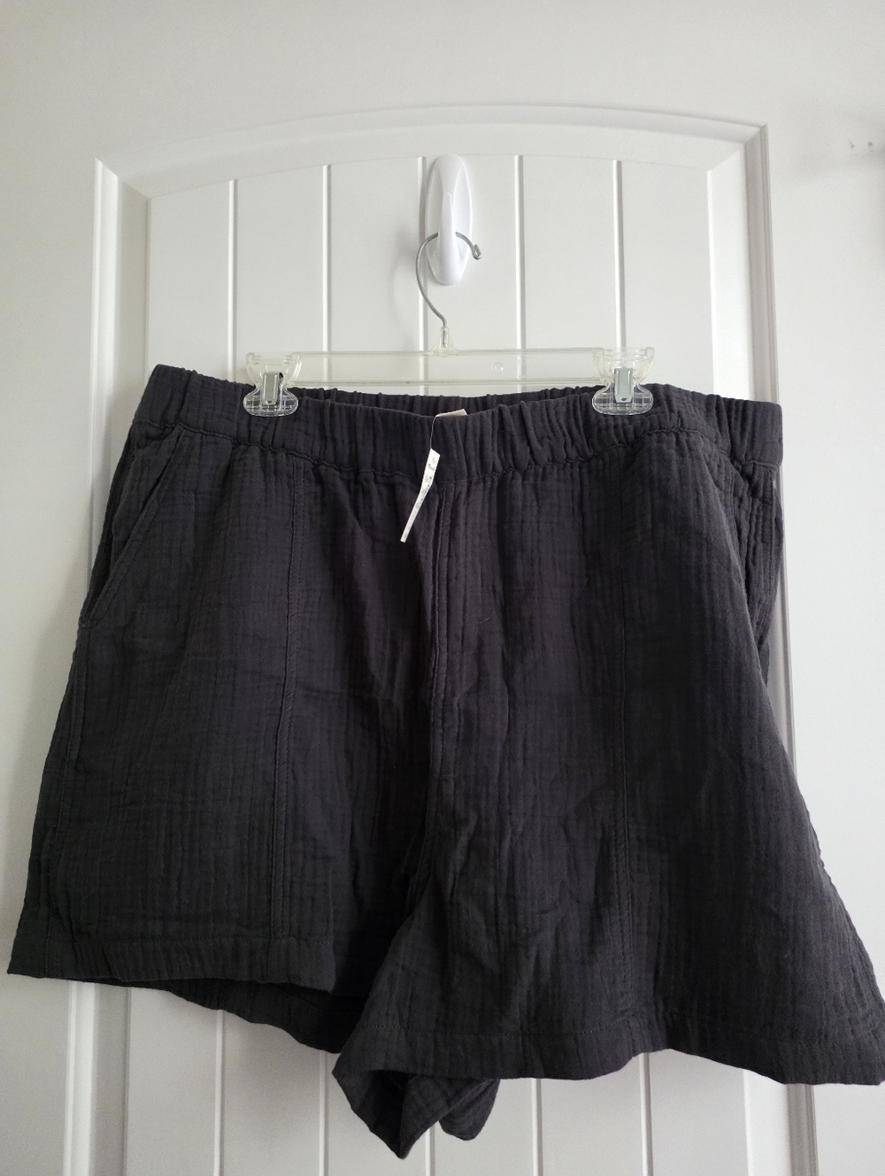 NWT Madewell Black Elastic-Waist Textured Shorts Plus Size XXL